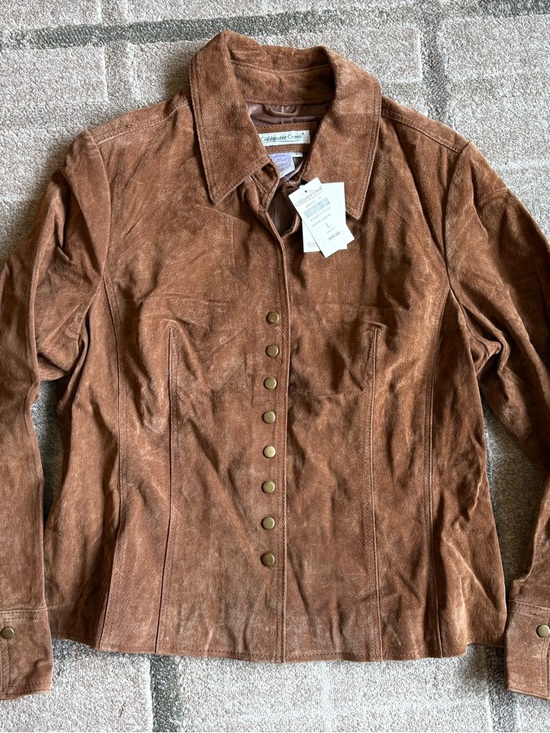 Coldwater Creek Jackets & Blazers - Coldwater Creek Women's Brown Suede Button-Front Jacket Size L NWT